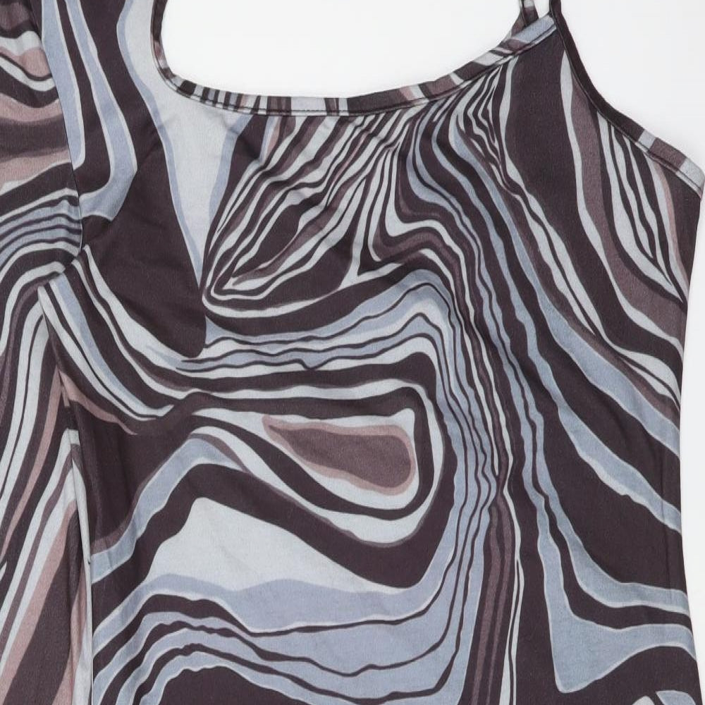 SheIn Womens Multicoloured Geometric Polyester Mini Size L One Shoulder Pullover