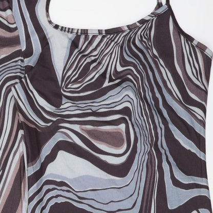 SheIn Womens Multicoloured Geometric Polyester Mini Size L One Shoulder Pullover