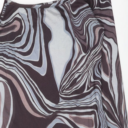 SheIn Womens Multicoloured Geometric Polyester Mini Size L One Shoulder Pullover