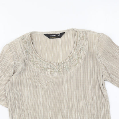 Womens UK Size S Forever Beige Basic Blouse