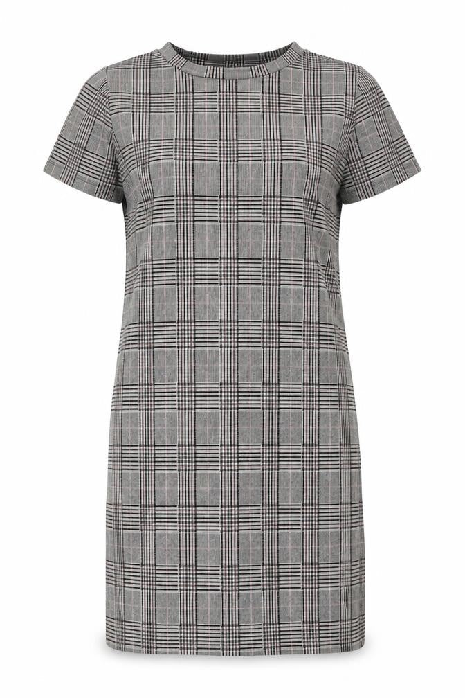 NEXT Womens Grey Plaid Polyester Shift Size 8 Boat Neck Pullover