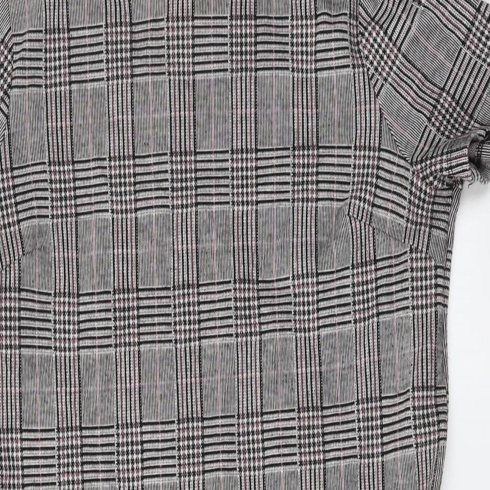 NEXT Womens Grey Plaid Polyester Shift Size 8 Boat Neck Pullover