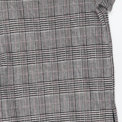 NEXT Womens Grey Plaid Polyester Shift Size 8 Boat Neck Pullover