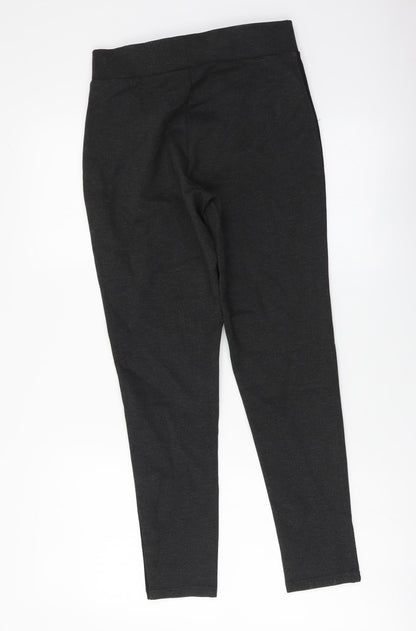Iconic Womens Grey Polyester Carrot Leggings Size 8 L26 in - Side Pipe Trim