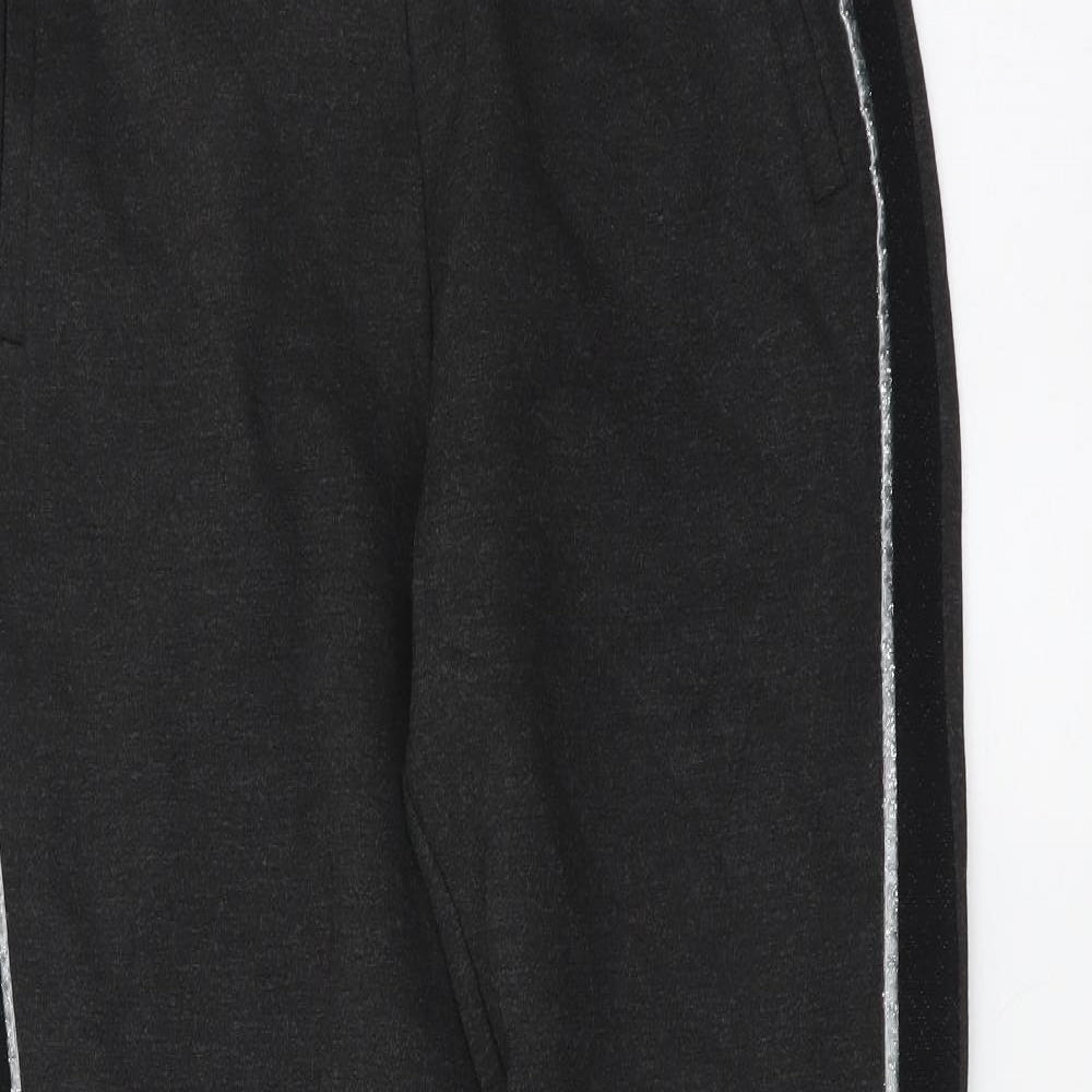 Iconic Womens Grey Polyester Carrot Leggings Size 8 L26 in - Side Pipe Trim
