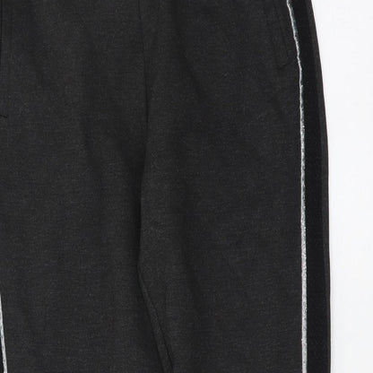Iconic Womens Grey Polyester Carrot Leggings Size 8 L26 in - Side Pipe Trim