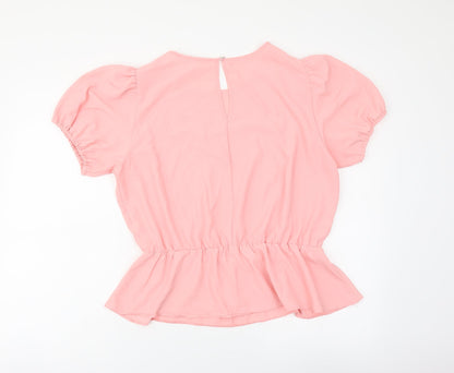 Dorothy Perkins Womens Pink Polyester Basic Blouse Size 14 Roll Neck - Peplum