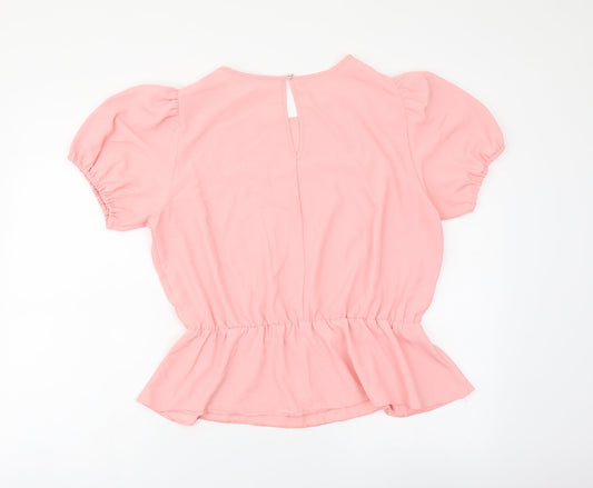 Dorothy Perkins Womens Pink Polyester Basic Blouse Size 14 Roll Neck - Peplum