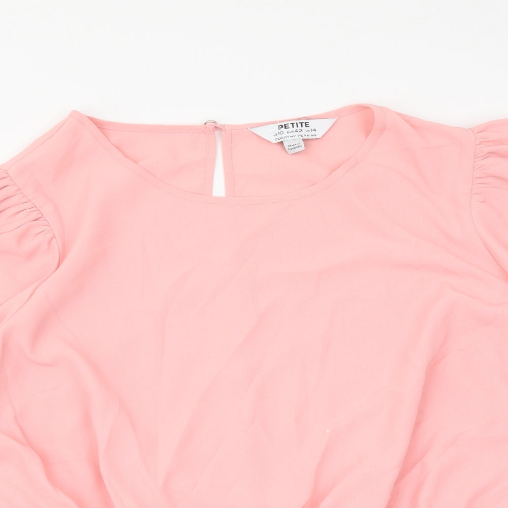 Dorothy Perkins Womens Pink Polyester Basic Blouse Size 14 Roll Neck - Peplum