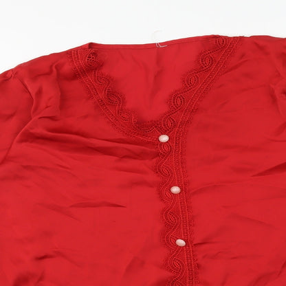 Urbanic Womens Red Polyester Basic Blouse Size S V-Neck - Lace Detail