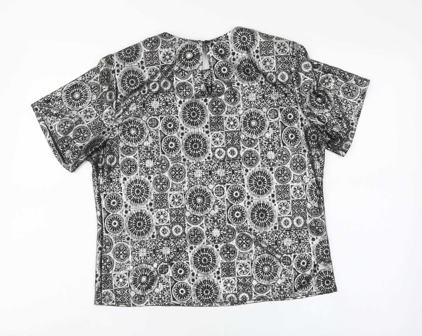 Womens UK Size 8 Notations Silver Basic T-Shirt