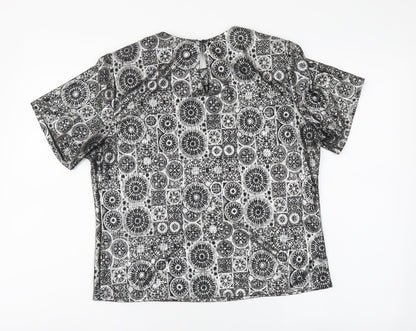 Womens UK Size 8 Notations Silver Basic T-Shirt