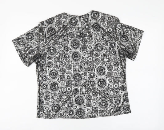 Womens UK Size 8 Notations Silver Basic T-Shirt