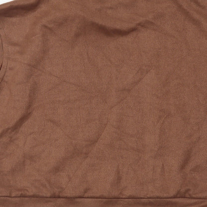 SheIn Womens Brown Polyester Cropped Blouse Size S Crew Neck