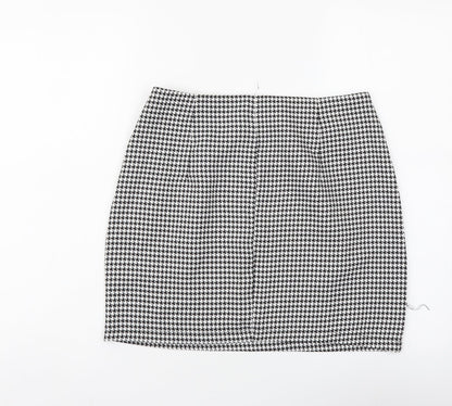 SheIn Womens Black Geometric Polyester Bandage Skirt Size S Zip