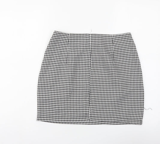 SheIn Womens Black Geometric Polyester Bandage Skirt Size S Zip