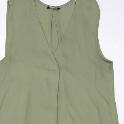F&F Womens Green Polyester Basic Tank Size 10 V-Neck