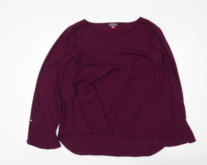Vince Camuto Womens Purple Polyester Basic Blouse Size XL Boat Neck