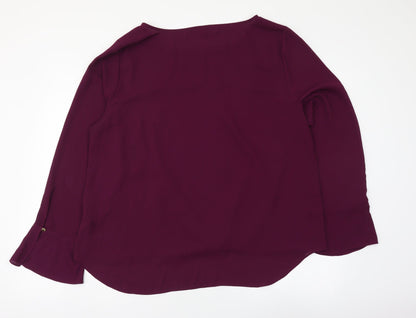 Vince Camuto Womens Purple Polyester Basic Blouse Size XL Boat Neck