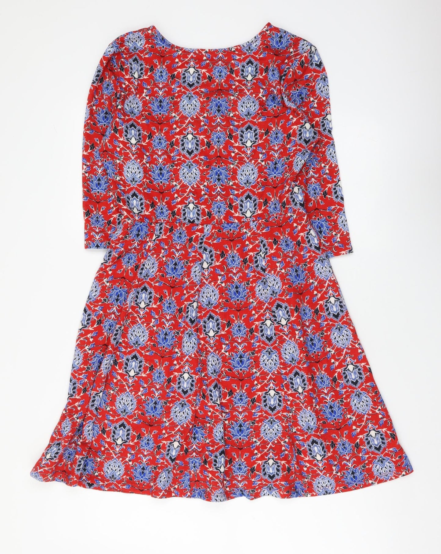 Atmosphere Womens Red Geometric Polyester A-Line Size 10 Scoop Neck Pullover