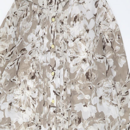 Bonmarché Womens Beige Floral Polyester Basic Blouse Size 12 Collared