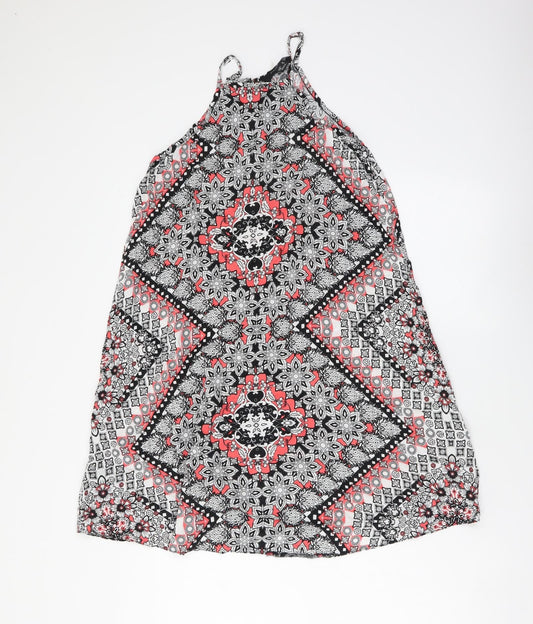 Atmosphere Womens Multicoloured Geometric Viscose Trapeze & Swing Size 8 Halter Pullover