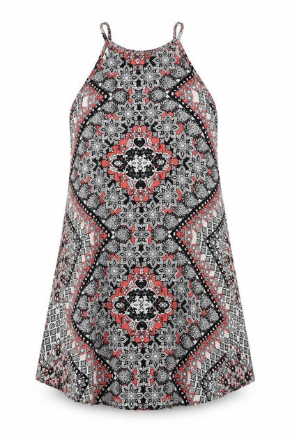 Atmosphere Womens Multicoloured Geometric Viscose Trapeze & Swing Size 8 Halter Pullover