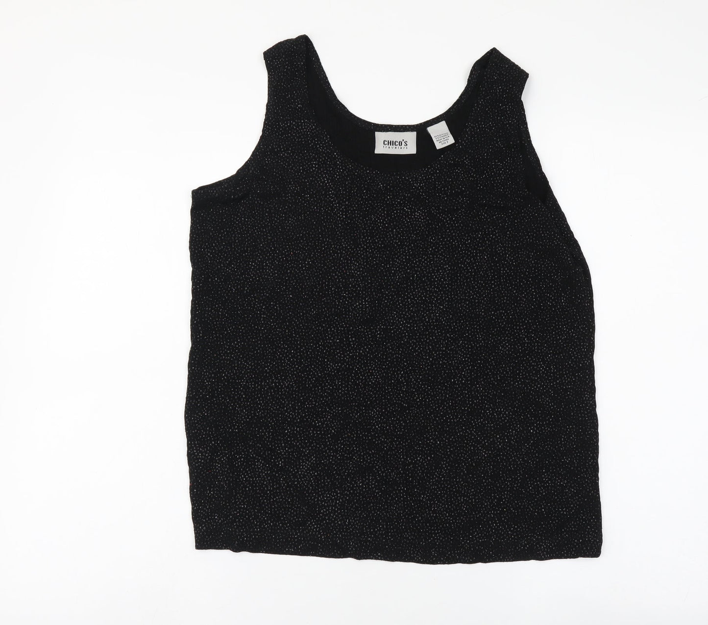 Chico's Womens Black Acetate Basic Tank Size S Round Neck