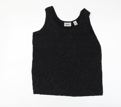 Chico's Womens Black Acetate Basic Tank Size S Round Neck