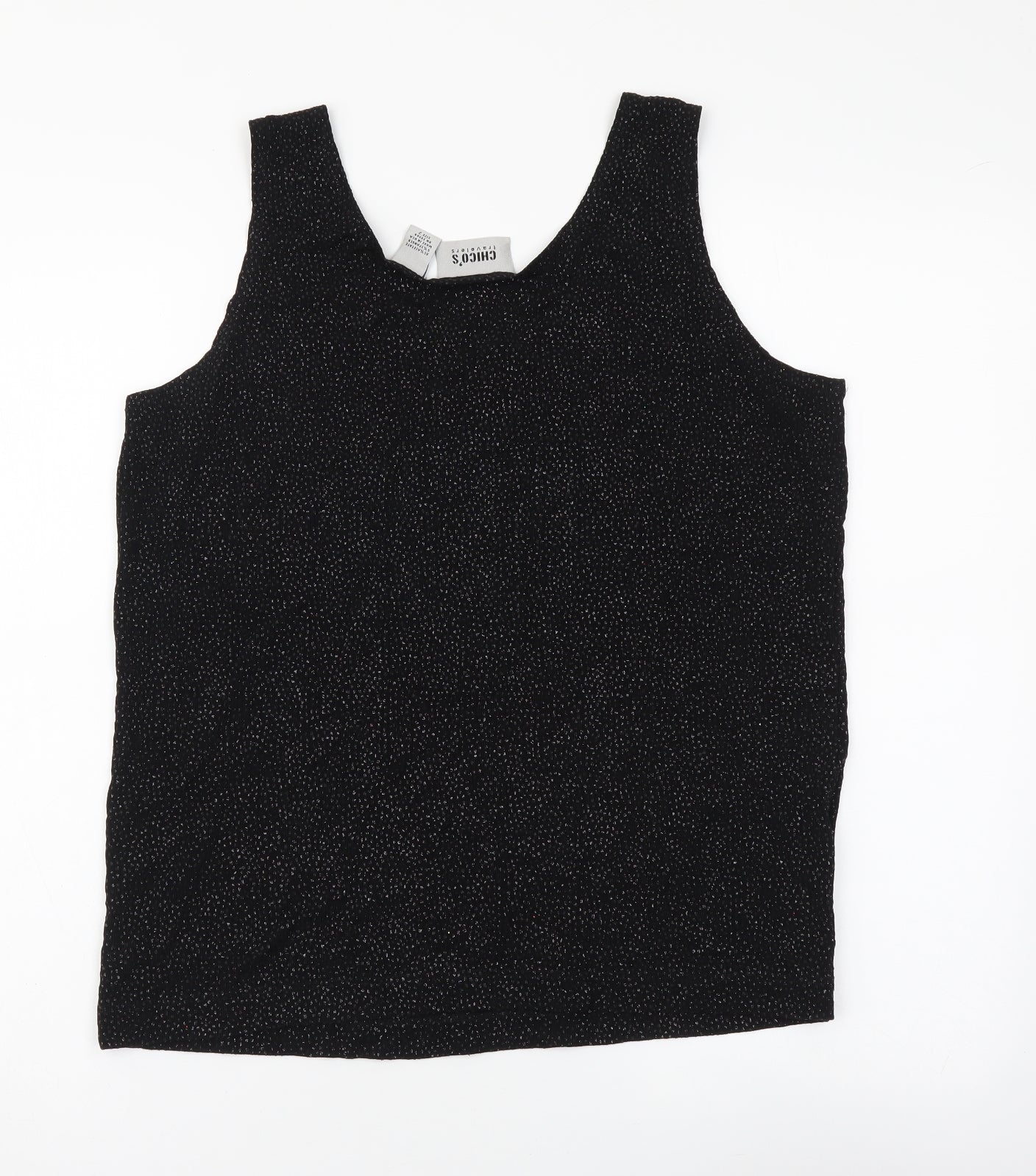 Chico's Womens Black Acetate Basic Tank Size S Round Neck