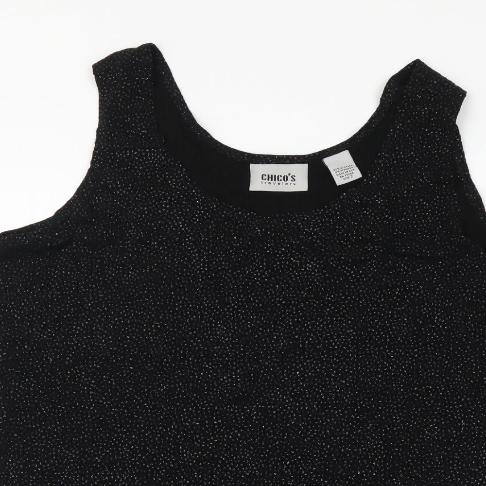 Chico's Womens Black Acetate Basic Tank Size S Round Neck