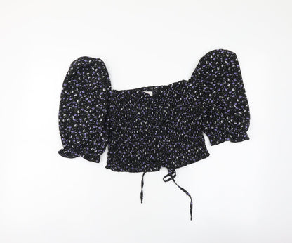 Womens UK Size 12 Urban Black Cropped Blouse