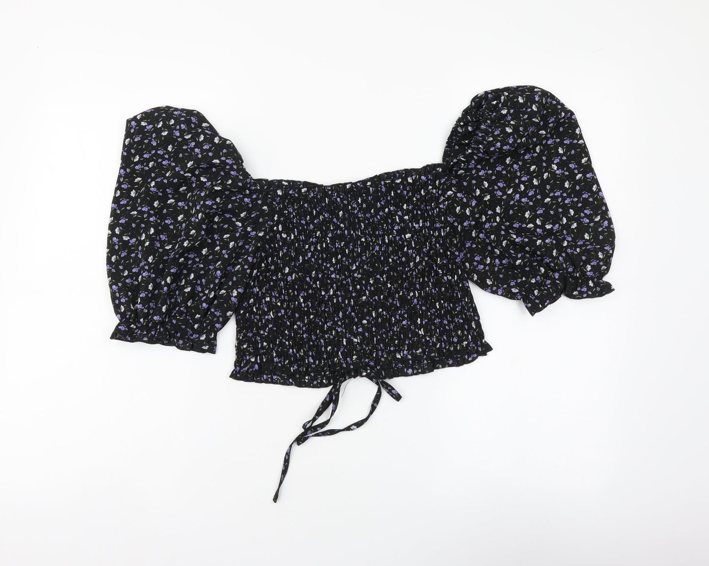 Womens UK Size 12 Urban Black Cropped Blouse