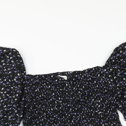 Womens UK Size 12 Urban Black Cropped Blouse