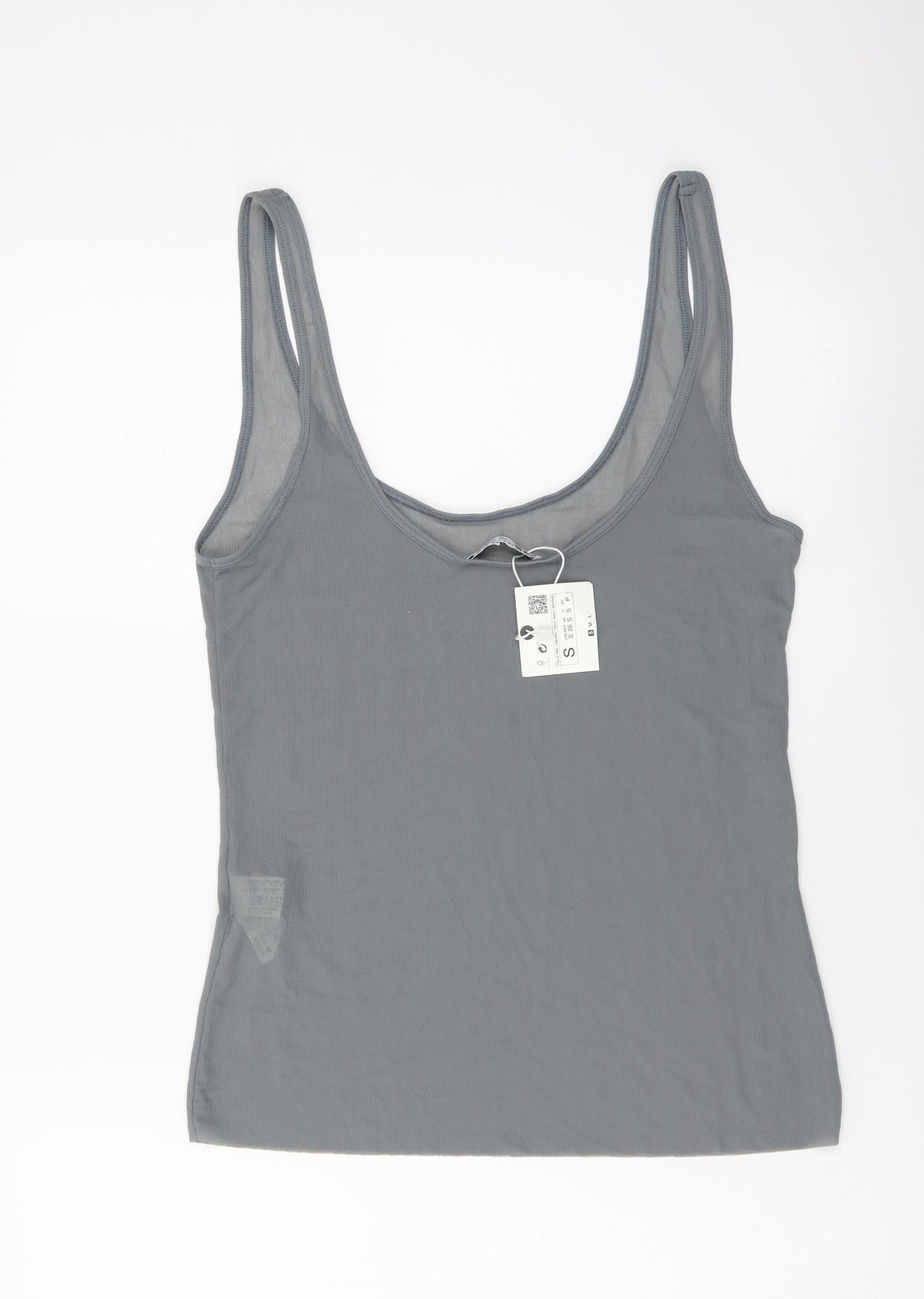 Womens UK Size S Zara Grey Basic Tank