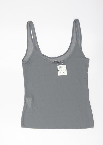 Womens UK Size S Zara Grey Basic Tank