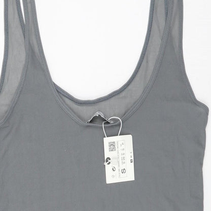 Womens UK Size S Zara Grey Basic Tank