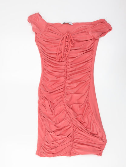 Quiz Womens Pink Polyester Mini Size 8 Off the Shoulder Pullover