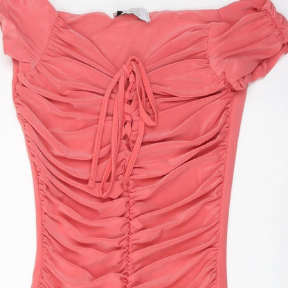 Quiz Womens Pink Polyester Mini Size 8 Off the Shoulder Pullover
