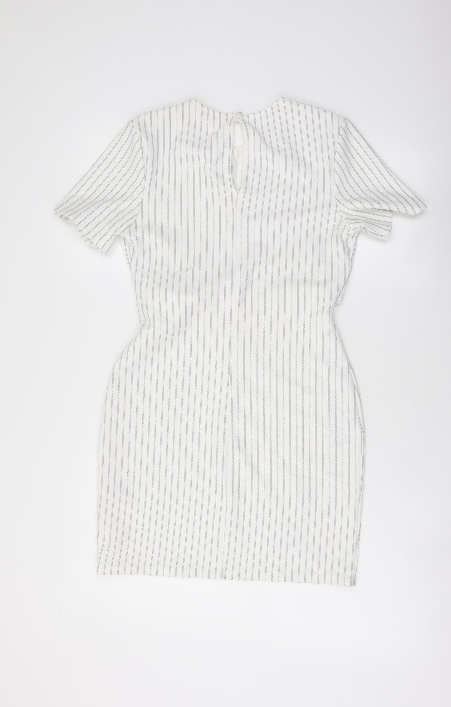 Miss Selfridge Womens White Striped Polyester Mini Size 8 Round Neck Pullover - Twist Detail