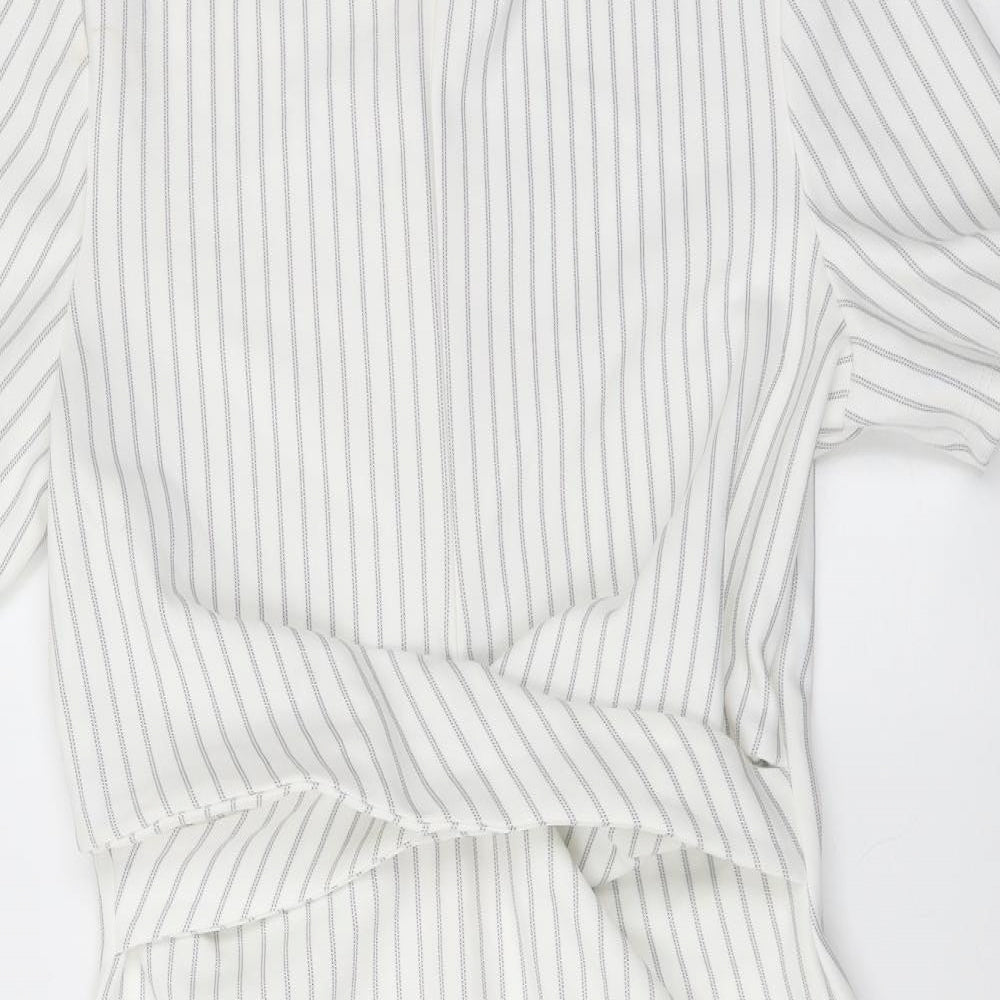 Miss Selfridge Womens White Striped Polyester Mini Size 8 Round Neck Pullover - Twist Detail