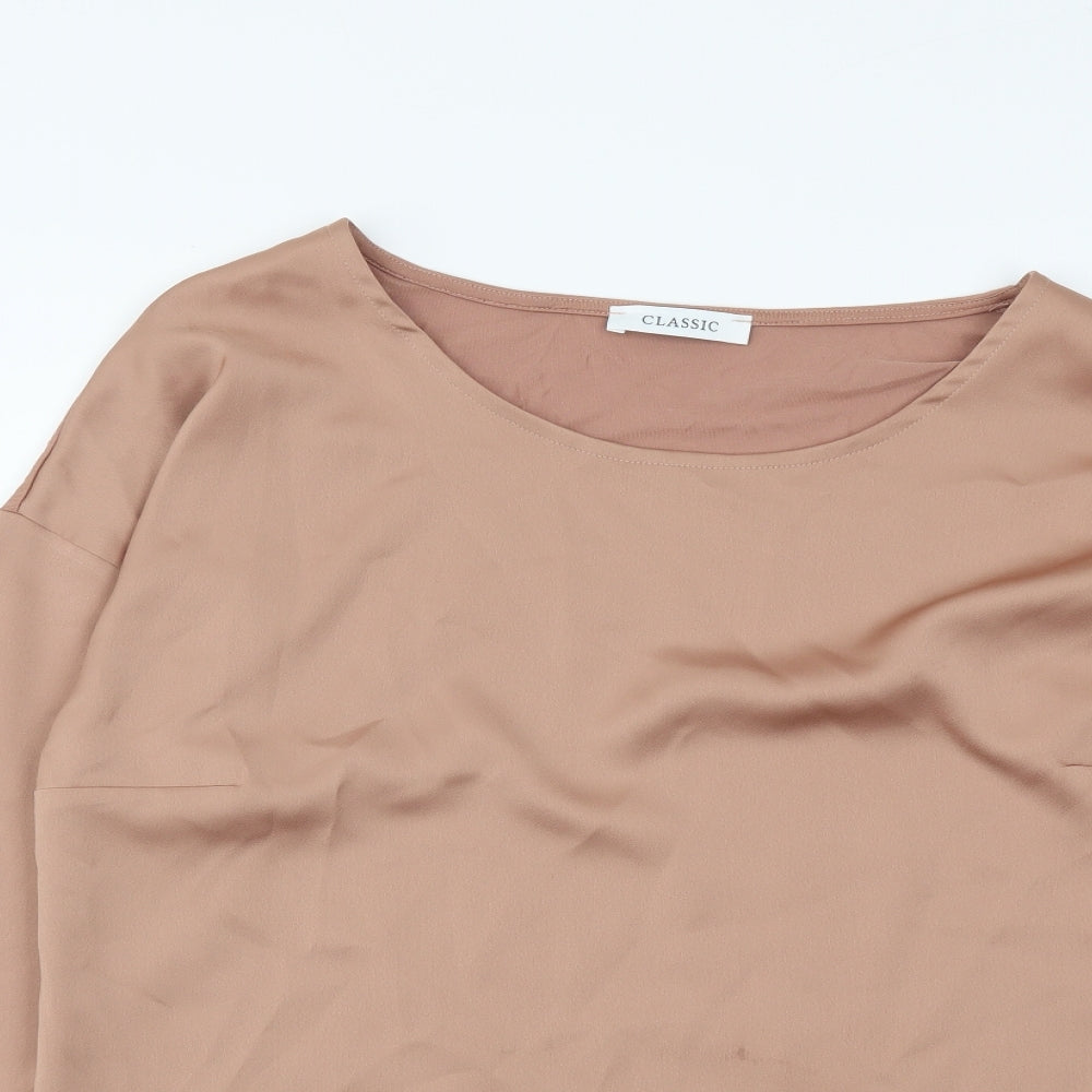 Marks and# Womens Pink Modal Basic Blouse Size 10 Round Neck