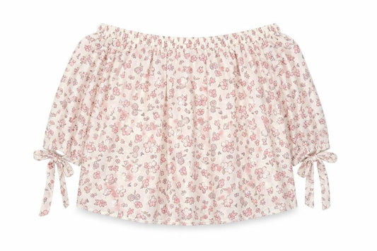 AD LIB Womens Pink Floral Polyester Cropped Blouse Size 10 Boat Neck