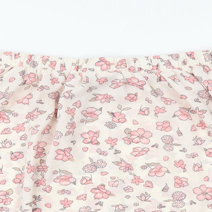 AD LIB Womens Pink Floral Polyester Cropped Blouse Size 10 Boat Neck