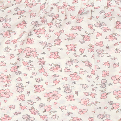 AD LIB Womens Pink Floral Polyester Cropped Blouse Size 10 Boat Neck