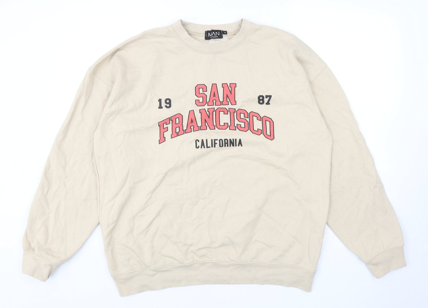 Mens UK Size S BoohooMAN Beige Pullover Sweatshirt