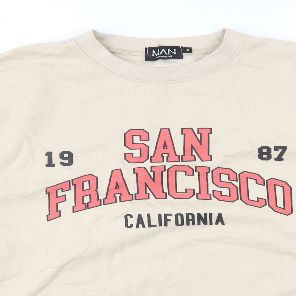 Mens UK Size S BoohooMAN Beige Pullover Sweatshirt