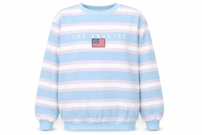 Daisy Street Womens Blue Striped Cotton Pullover Sweatshirt Size 8 Pullover - Los Angeles