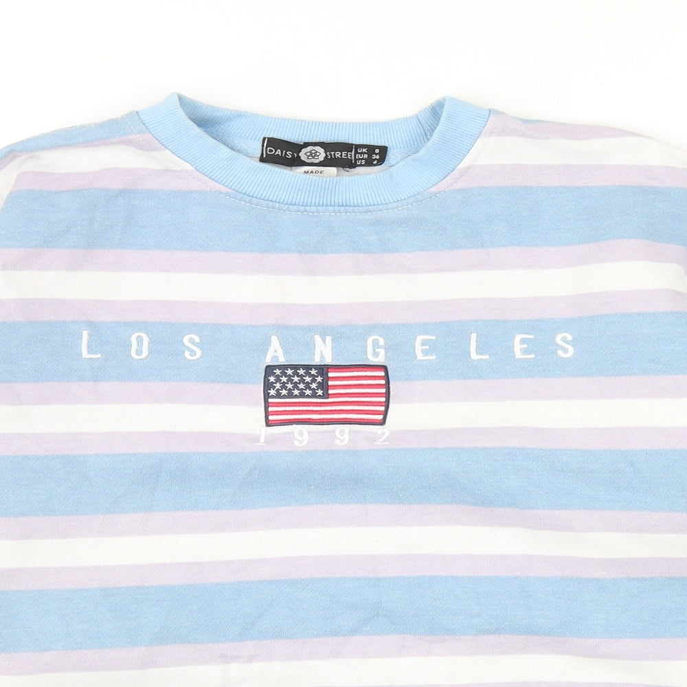 Daisy Street Womens Blue Striped Cotton Pullover Sweatshirt Size 8 Pullover - Los Angeles