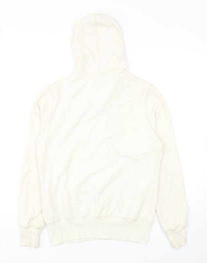 George Womens Ivory Cotton Full Zip Hoodie Size 10 Zip - Flower Detail